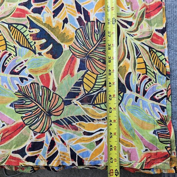 C&C California Dress Womens Medium Linen Multicolor Tropical Palm Leaf Coastal - Picture 4 of 6